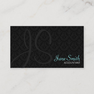 Cartes de visite de monogramme de damassé