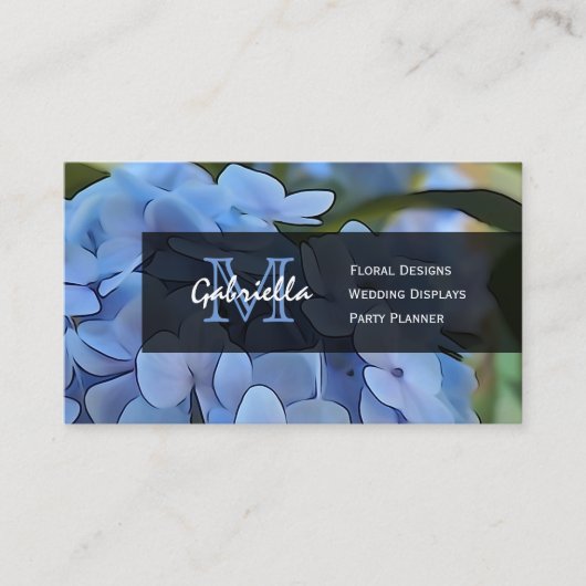 Cartes de visite de monogramme d'Hydrangea pourpre (Devant)