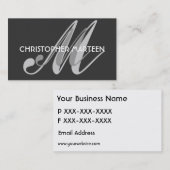 Cartes de visite de monogramme gris noir (Devant / Derrière)