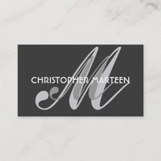 Cartes de visite de monogramme gris noir (Devant)