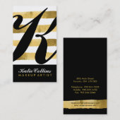 Cartes de visite de monogramme noir et or (Devant / Derrière)