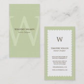 Cartes de visite de monogramme Vintage - Thé vert (Devant / Derrière)