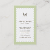 Cartes de visite de monogramme Vintage - Thé vert (Dos)