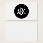 Cartes de visite de monogrammes Cercle noir et bla (Devant & derrière)