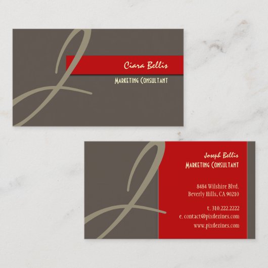 cartes de visite de Monogrammes modernes (Devant / Derrière)