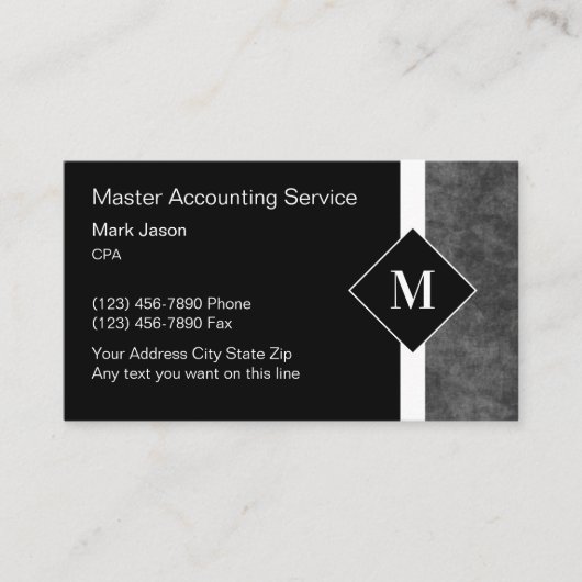 Cartes de visite de monographie comptable (Devant)