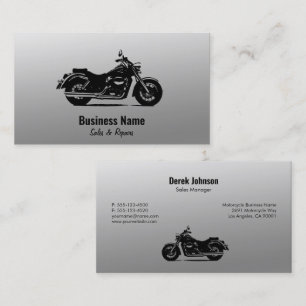 Cartes de visite de moto   Argent noir