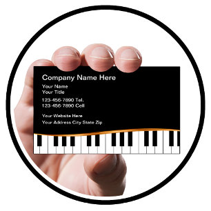 Cartes de visite de musique élégantes thème piano