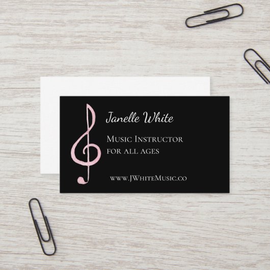 Cartes de visite de musique Pink Treble Clef (Devant/Arrière en situation)