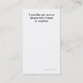 Cartes de visite de nettoyage (Dos)