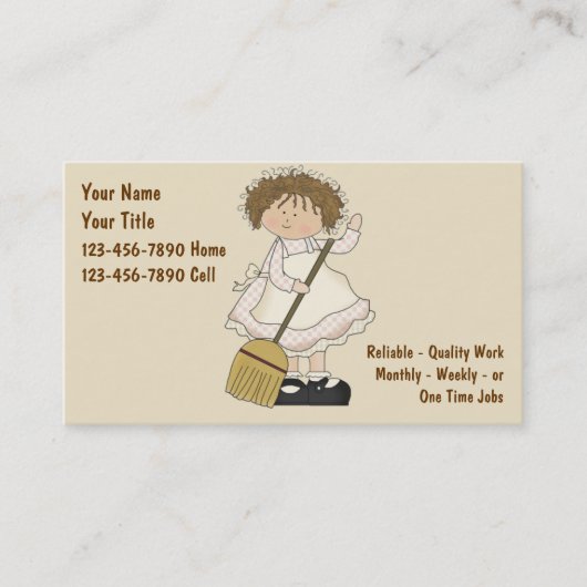 Cartes de visite de nettoyage de Chambre (Devant)