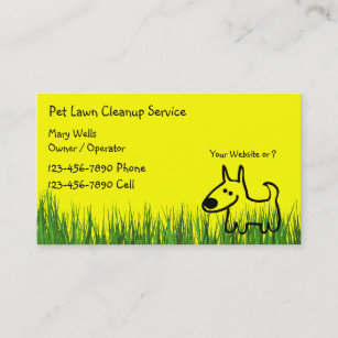 Cartes de visite de nettoyage de pelouse de chien