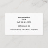 Cartes de visite de nettoyage des détails de l'aut (Dos)