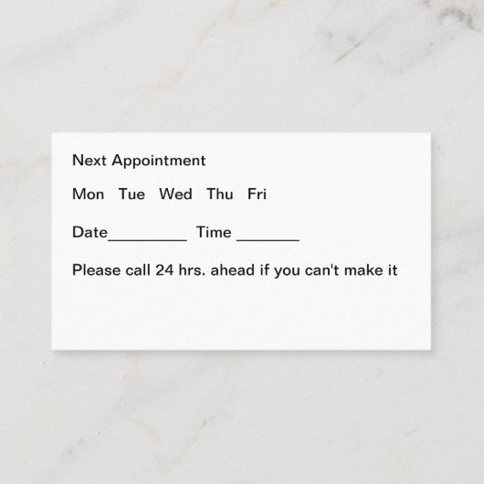 Cartes de visite de nomination dermatologue (Dos)