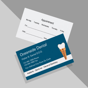 Cartes de visite de nomination d'implants dentaire