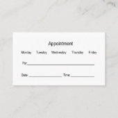 Cartes de visite de nomination d'optométriste en s (Dos)