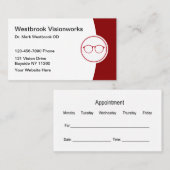 Cartes de visite de nomination d'optométriste en s (Devant / Derrière)