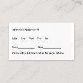 Cartes de visite de nomination du podiatre Médical (Dos)