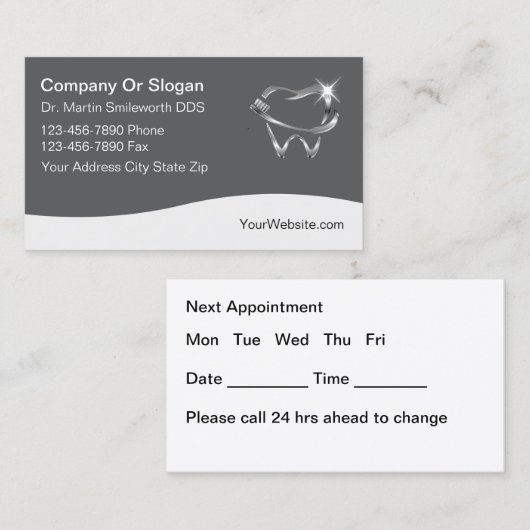 Cartes de visite de nomination pour un dentiste à  (Devant / Derrière)