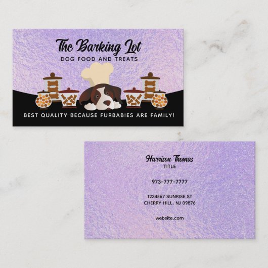 Cartes de visite de nourriture pour chien (Devant / Derrière)