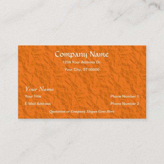 Cartes de visite de papier chiffonnés par orange (Devant)