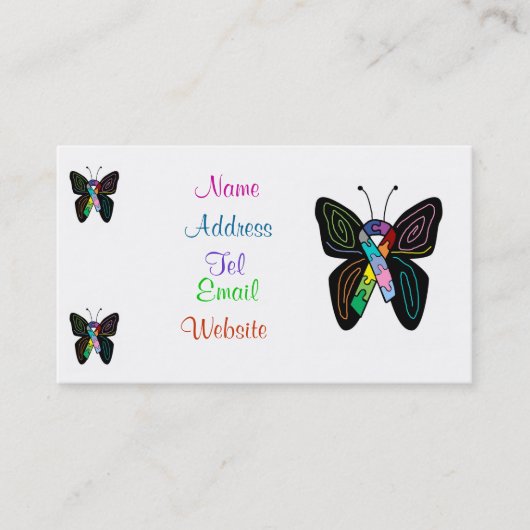 Cartes de visite de papillon d'autisme (Devant)