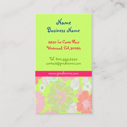 cartes de visite de Pastel poppies de fleurs rétro (Devant)