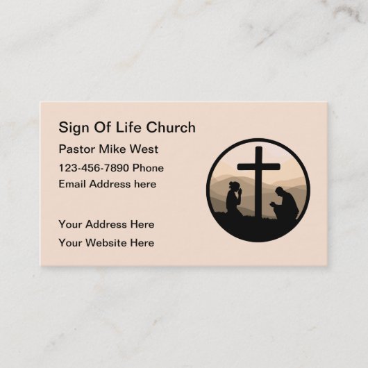 Cartes de visite de pasteur d'église chrétienne (Devant)