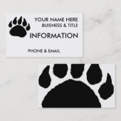 Cartes de visite de patte d'ours (Devant / Derrière)