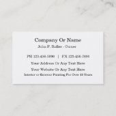 Cartes de visite de peintre (Dos)