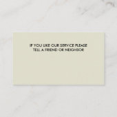 Cartes de visite de pelouse NOUVEAU (Dos)