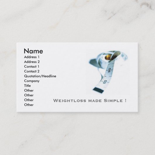 Cartes de visite de perte de poids (Devant)
