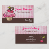 Cartes de visite de petit gâteau de baie de cerise (Devant / Derrière)