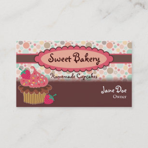 Cartes de visite de petit gâteau de fraise de poi