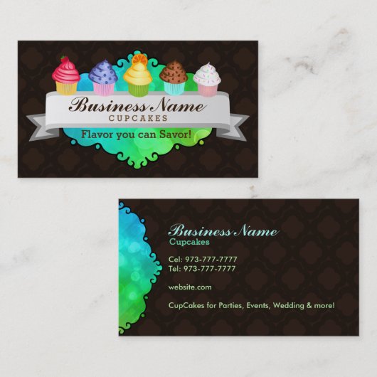 Cartes de visite de petits gâteaux (Devant / Derrière)