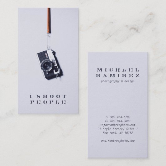 Cartes de visite de photographe professionnel avec (Devant / Derrière)