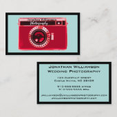 Cartes de visite de photographie retro Red Camera (Devant / Derrière)