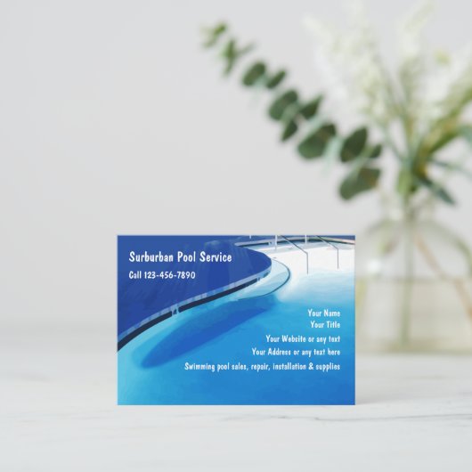 Cartes de visite de piscine (Debout devant)