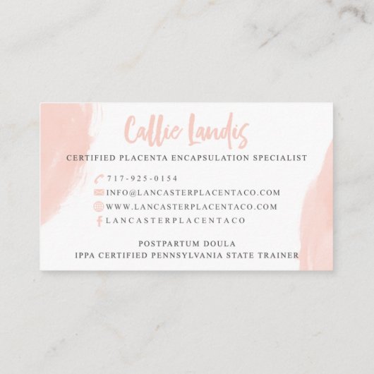 Cartes de visite de placenta de Lancaster (Dos)