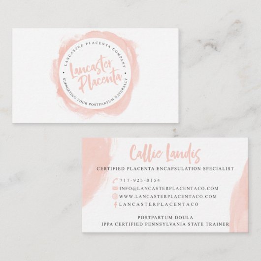 Cartes de visite de placenta de Lancaster (Devant / Derrière)