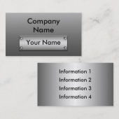 Cartes de visite de plaque métallique (Devant / Derrière)