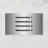 Cartes de visite de plat de diamant en métal (Dos)