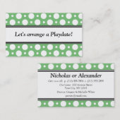 Cartes de visite de Playdate Green Pois (Devant / Derrière)