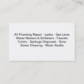 Cartes de visite de plomberie (Dos)