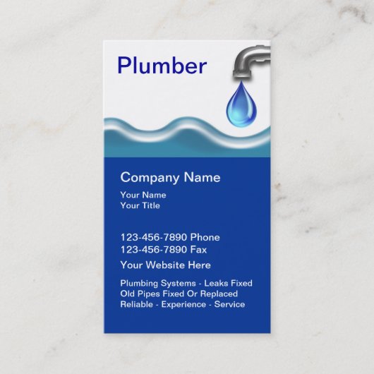 Cartes de visite de plomberie (Devant)