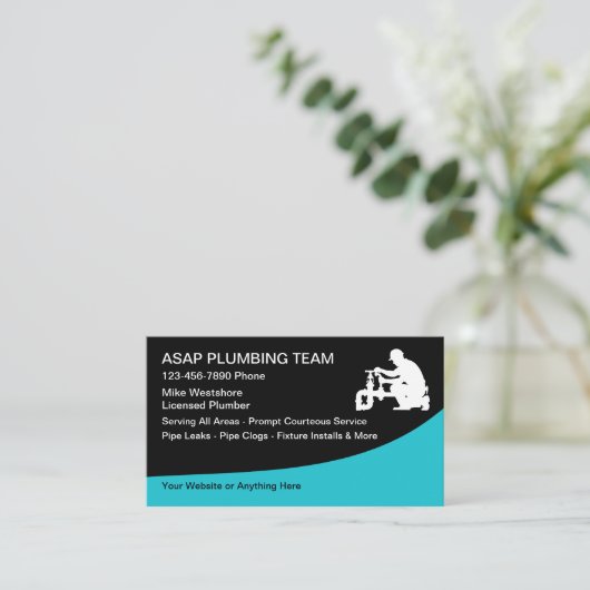 Cartes de visite de plomberie licenciés modernes N (Debout devant)
