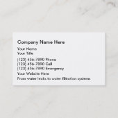 Cartes de visite de plombier (Dos)