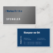 Cartes de visite de plombier ou de ferblantier typ (Devant / Derrière)