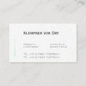 Cartes de visite de plombier ou de ferblantier typ (Dos)