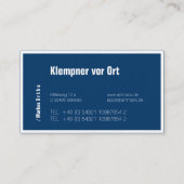 Cartes de visite de plombier ou de zingueur typo (Dos)